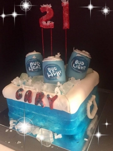 Beer Cooler Cake - Chocolate with peanut butter cream filling