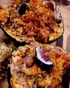 Acorn-Squash-stuffed-with-Chicken-Rice-Apples-Figs-w-GF-Panko- 