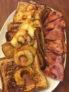 Apple Caramel French Toast with grilled ham