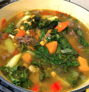 Beef-soup-loaded-with-veggies-including-Red-Russian-Kale