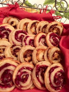 Carmalized Vidalia Onion - Herbed Cheese Pinwheels and Cranberry Pecan Pinwheels        
