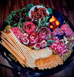 Charcuterie-Cheese-Platter-Bacon-Wrapped-Dairy-Free-Herbed-Cheese-Stuffed-Medjool-Dates-Sweet-Chili-Meatballs-Dairy-Free-Cheese-Spinach-Stuffed-Mini-Sweet-Peppers 