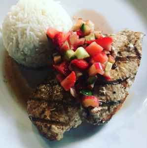 Grilled-Chicken-with-Strawberry-Rhubarb-Salsa 