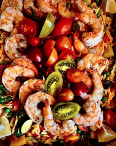 Grilled-Shrimp-and-Heirloom-Tomatoes-over-Orzo 