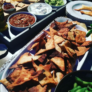 Homemade-Tortilla-Chips-sides-assorted-Cheeses-with-Quince-Paste-Steamed-Edamame 