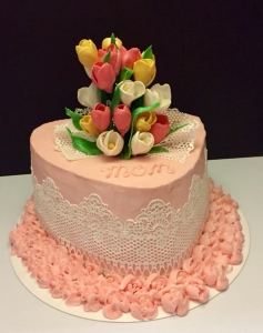 Lemon Chiffon Cake with sugar paste Tulips