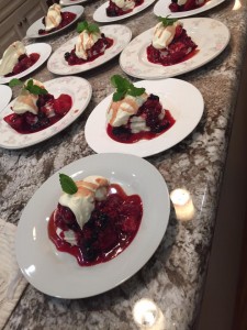 Meringue Cups with Roasted Berries