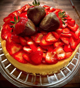 Strawberry-NY-Cheesecake-with-Callebaut-Chocolate-Covered-Giant-Strawberries 