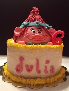 Troll Cake - rainbow cake with chocolate mousse filling